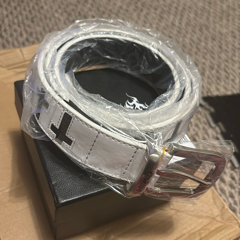 Black and white cross belt